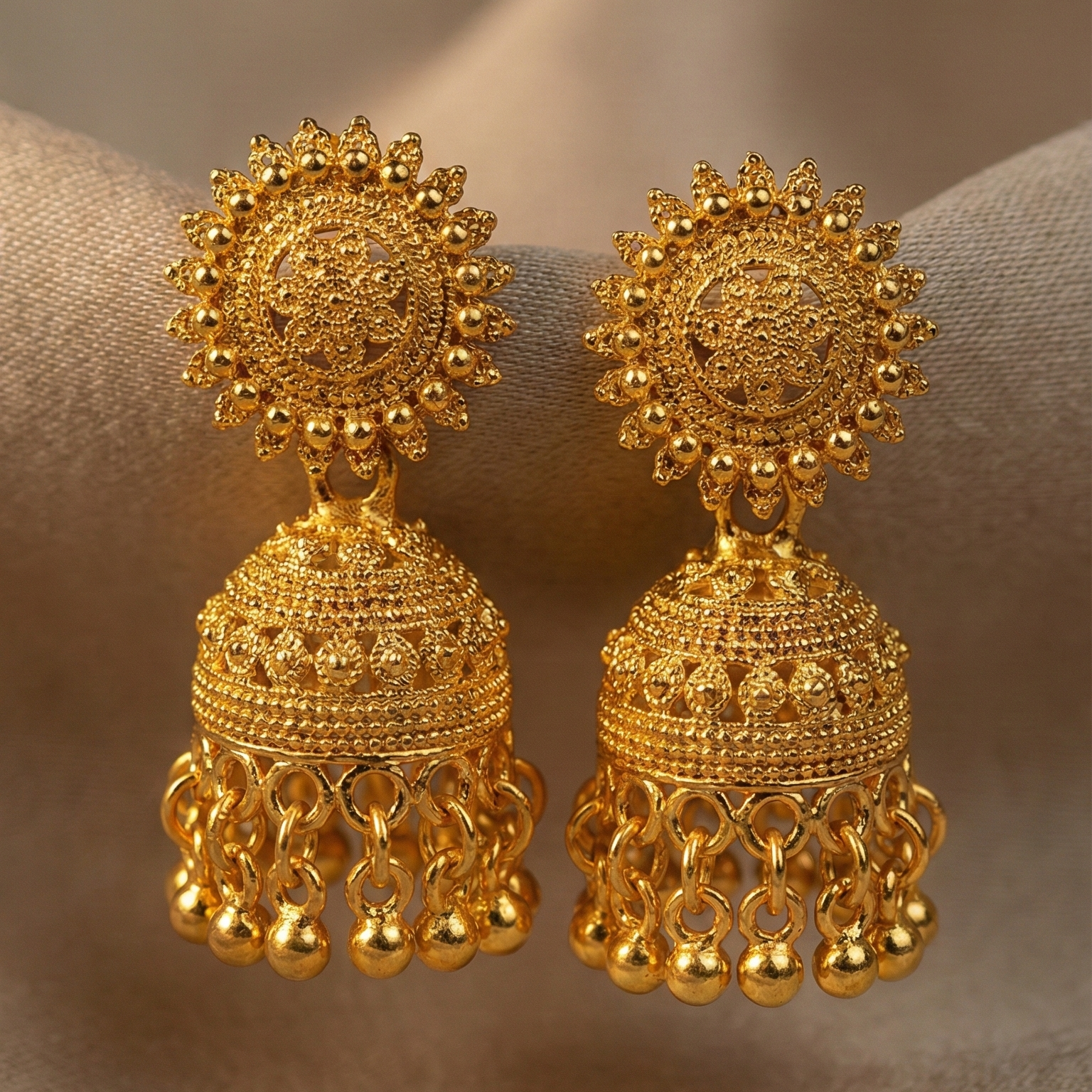 Nakhrewali Sunburst Gold Earrings